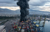 İskenderun Limanı'nda yangın sürüyor: Yangın dronla da görüntülendi