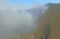 Bolu'da dün akşam yıldırım düşmesi sonucu çıkan orman yangınına müdahale sürüyor
