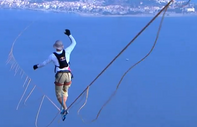 Estonyalı atlet Roose, ince halat üstünde yürüyerek Messina Boğazı'nı geçti