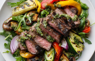 Pestolu biftek salatası