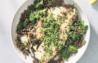 Rof soslu balık ve mercimek