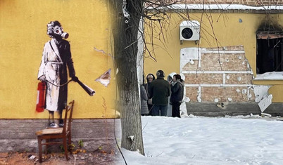 Kiev’de Banksy’nin grafitisini çalan sekiz kişi yakalandı