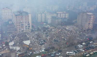 Kahramanmaraş'taki kurtarma çalışmaları havadan görüntülendi