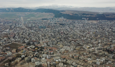 Adıyaman kent merkezinde yıkılan binalar havadan görüntülendi
