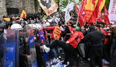 Bozdoğan Kemeri'nde işçiler ile polis arasında gerginlik