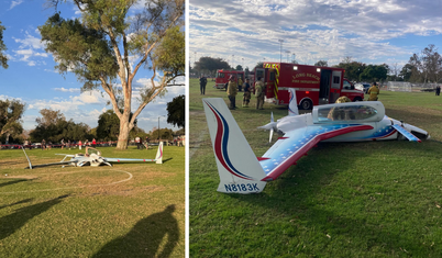 Parkta yürüyen kadına uçak çarptı!