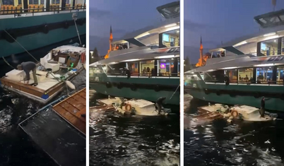 Üsküdar'da yolcu motoru balıkçı teknesine çarptı