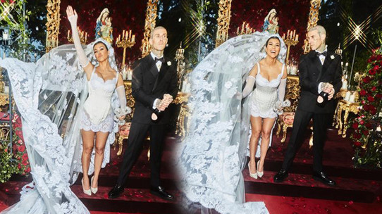 Kourtney Kardashian'ın Dolce & Gabbana gelinliğine yakın bakış