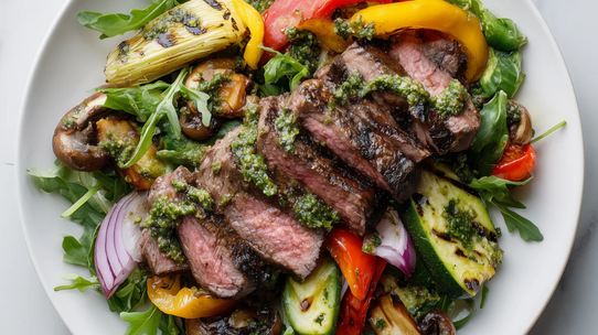 Pestolu biftek salatası