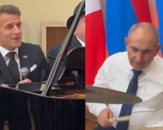 Erivan'da canlı müzik performansı: Paşinyan davul çaldı, Macron şarkı söyledi