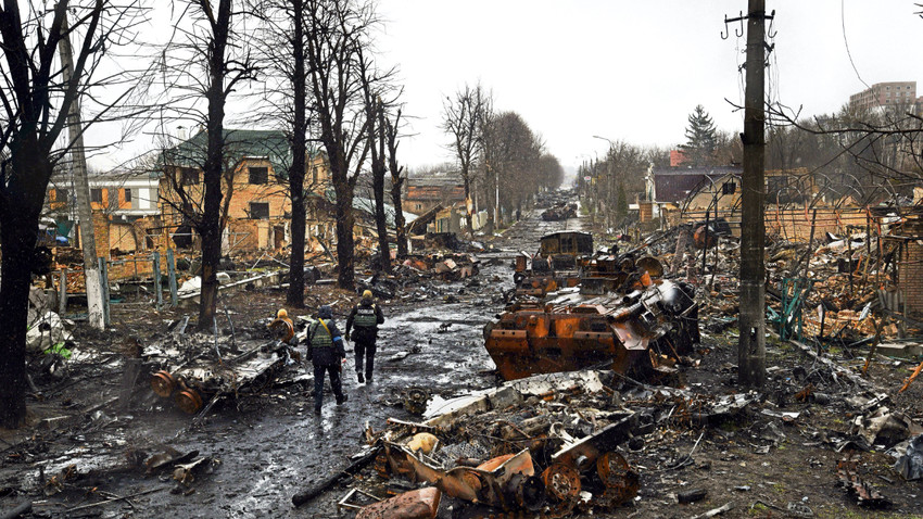 Ukrayna kuvvetlerinin Rusya’dan geri aldığı Kiev yakınlarındaki Buça’da büyük bir insanlık trajedisi yaşandığı ortaya çıktı (Fotoğraf: Carol Guzy/ZUMA Press WIre-Depo Photos)