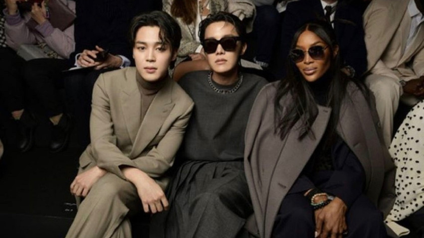 BTS üyeleri Jimin ve J-Hope dünyaca ünlü model Niomi Campbell ile Dior defilesinde