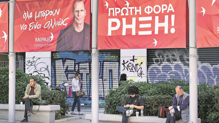 Varoufakis’in Atina’daki kampanya posterleri.