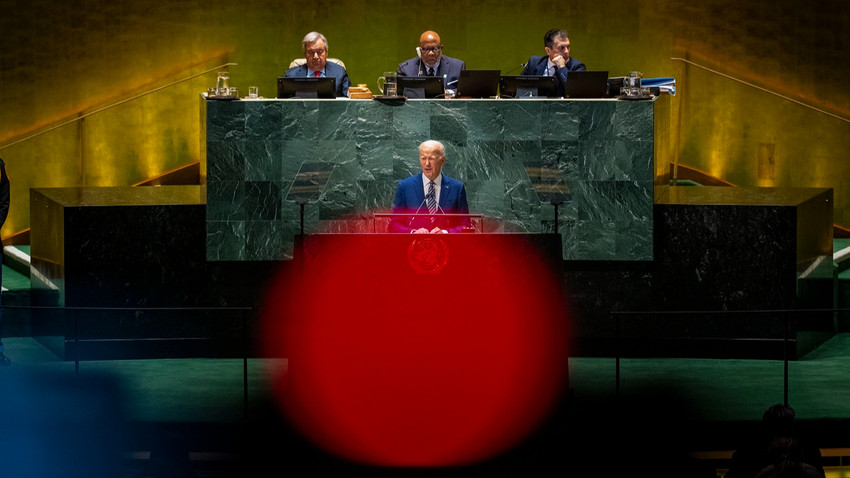 Başkan Joe Biden, 19 Eylül'de Manhattan'daki BM merkezinde Birleşmiş Milletler Genel Kurulu'nun 78. oturumuna hitap etti (Fotoğraf: Doug Mills/The New York Times)