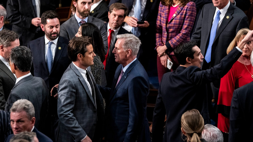 Temsilciler Meclisi Başkanı Kevin McCarthy (sağda) ve Matt Gaetz (Fotoğraf: Haiyun Jiang/The New York Times)
