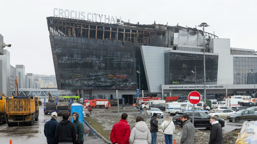 Moskova'da 115 kişinin öldürüldüğü konser salonu Crocus City Hall, 24 Mart 2024 pazar (Fotoğraf: Nanna Heitmann/The New York Times)