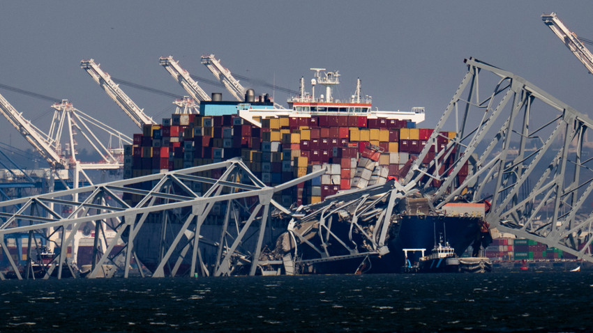 Dali konteyner gemisi, 29 Mart 2024'te Baltimore'daki Francis Scott Key Köprüsü'ne çarptı (Erin Schaff/New York Times)