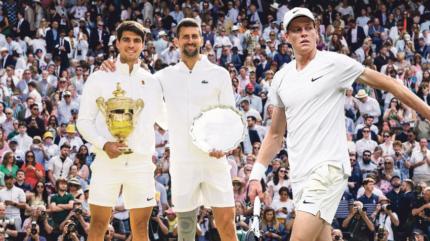 Djokovic pazar günü Wimbledon finalini kaybettikten sonra moralinin çok bozulmadığını çünkü her şeyini ortaya koyduğunu ancak o gün her alanda daha üstün olan Alcaraz’a yenildiğini söyledi.-Getty Images