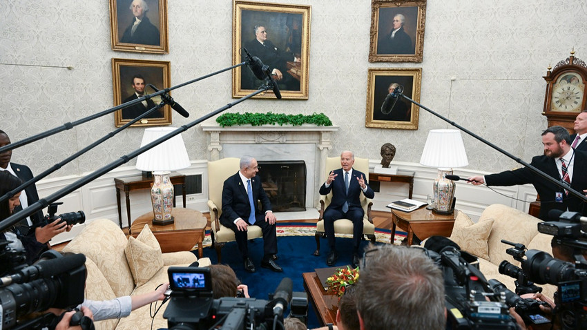 ABD Başkanı Joe Biden, 25 Temmuz 2024 Perşembe günü Washington'daki Beyaz Saray Oval Ofis'te İsrail Başbakanı Benjamin Netanyahu ile bir araya geldi (Fotoğraf: Kenny Holston/The New York Times)