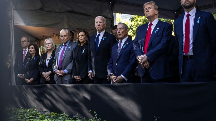 Başkan Joe Biden ve diğer siyasi liderler 11 Eylül 2001 terör saldırılarının 23. yıldönümü münasebetiyle 11 Eylül 2024 Çarşamba günü Manhattan'da düzenlenen anma törenine katıldı (Fotoğraf: Dave Sanders/The New York Times)