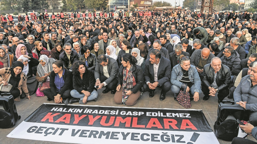 Kayyum atamaları Diyarbakır’da protesto edildi. Fotoğraf: Getty Images