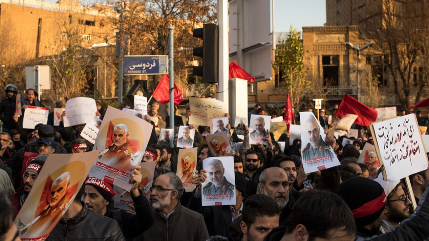 General Kasım Süleymani için Tahran'da düzenlenen bir gösteri, 12 Ocak 2020. (Arash Khamooshi/The New York Times)