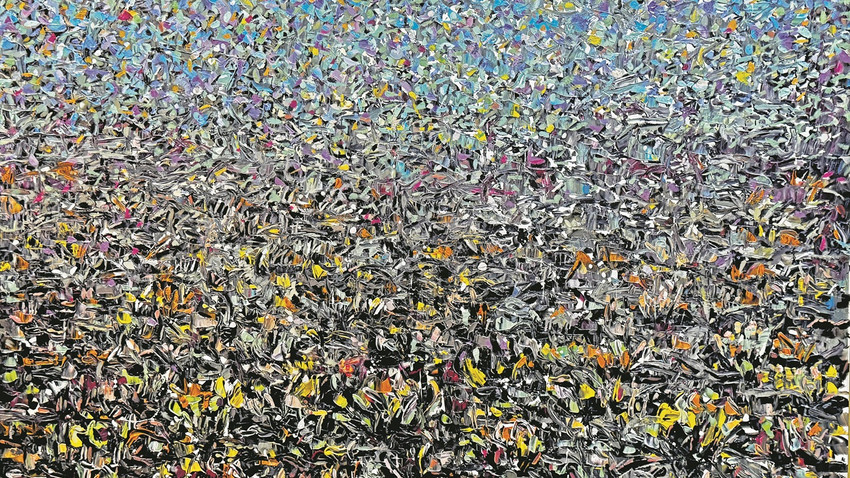 Loading Art Space, Mahmut Celayir, Balkan Naci İslimyeli Anısına Ayna İşleri 1, 2024, ayna üzerine akrilik boya, 70×100 cm