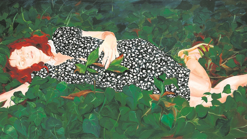 Fulya Çetin, Ormanda, 2006, Tuval üzerine yağlı boya, 90x204 cm (Fotoğraf: Yapı Kredi Kültür Sanat için Koray Şentürk)