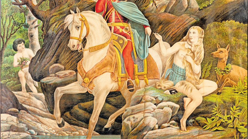 Sotiris Christidis, Genovefa Hikâyesi (3. Sahne), 1900-1902, Renkli Taşbaskı, 71.4 × 60 cm