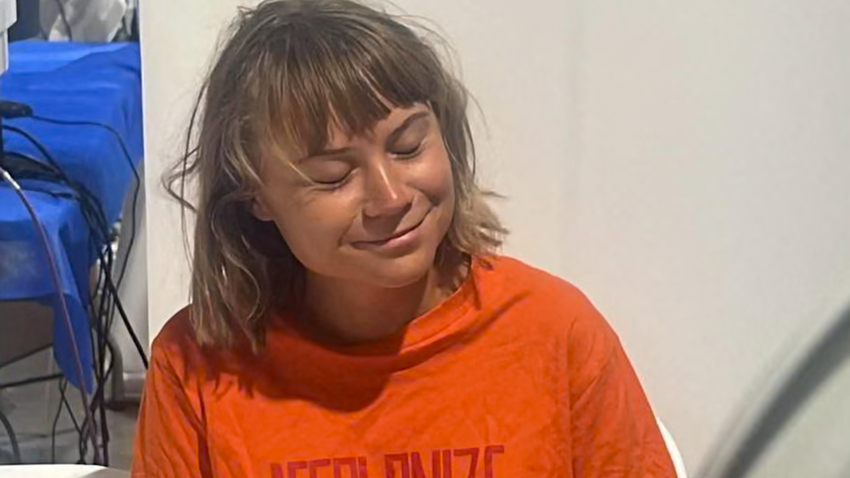 Greta Thunberg'in gözaltı fotoğrafı (Kaynak: İsrail Dışişleri Bakanlığı)