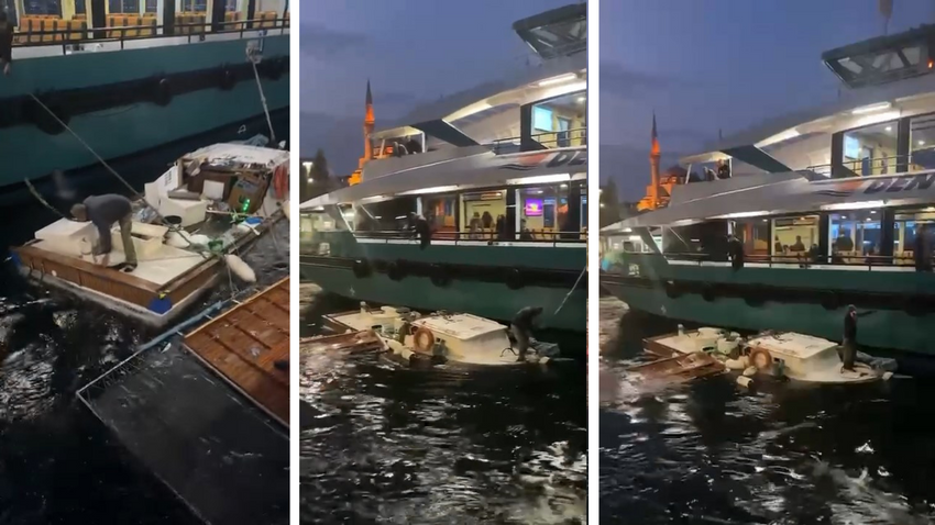 Üsküdar'da yolcu motoru balıkçı teknesine çarptı