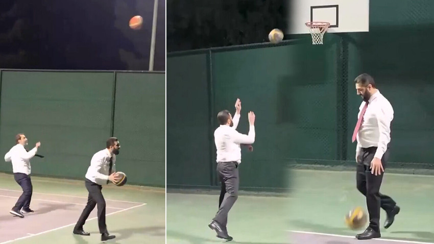 Basketbol diplomasisi: Suriye Cumhurbaşkanı Şara, CENTCOM Komutanı ile basket oynadı