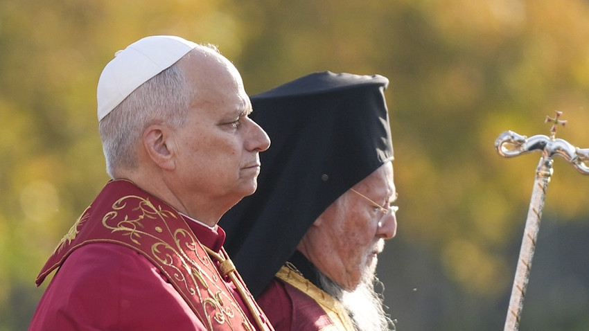 Papa 14. Leo ve Fener Rum Patriği Bartholomeos (Fotoğraf: AA)