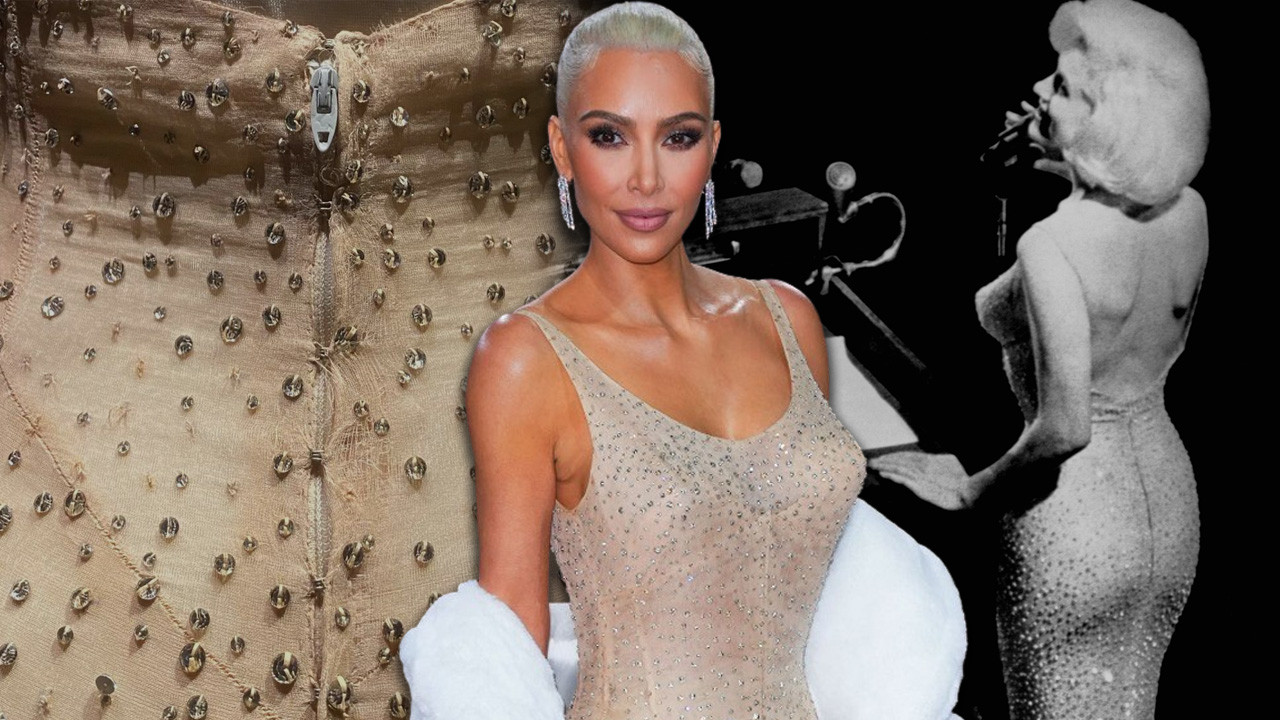 Kim Kardashian Marilyn Monroe'nun elbisesini deforme etti