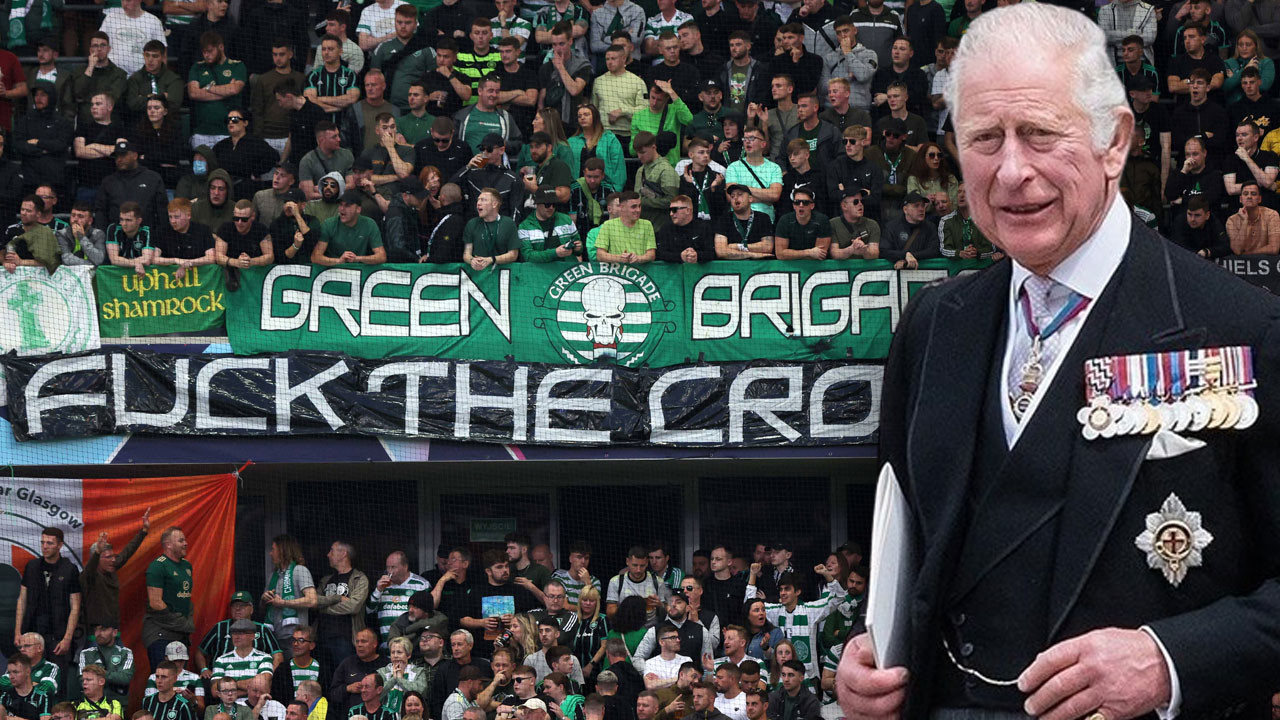 İskoçya takımı Celtic'in taraftarları İngiliz Kraliyet Ailesi'ni protesto etti