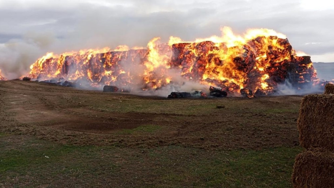 Konya'da korkutan yangın: 2 bin fiğ, 800 yonca balyası kullanılamaz hale geldi