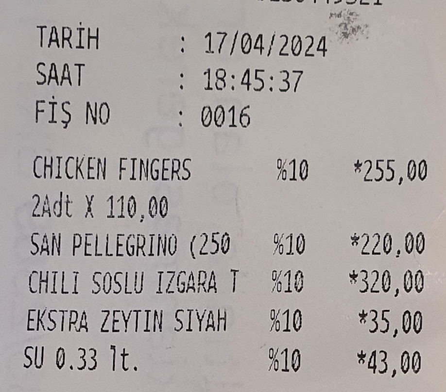 2024 chicken fingers bedeli: 255 lira