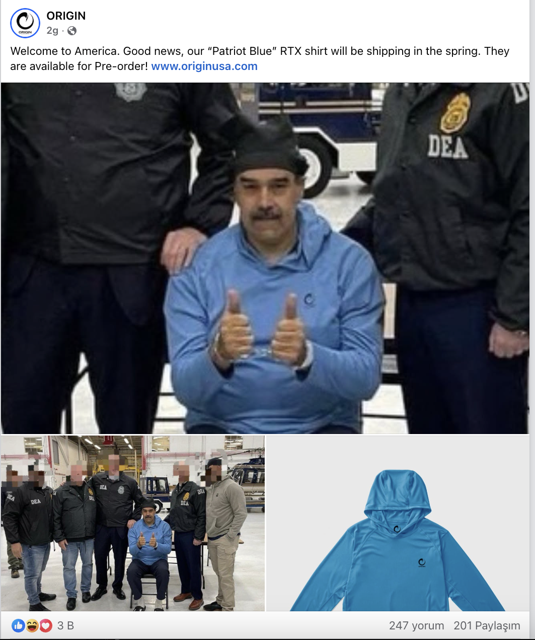 Önce Nike takımı, şimdi mavi sweatshirt'ü: Maduro'nun ABD'ye götürülürken giydiği kıyafetlerin stokları tükendi