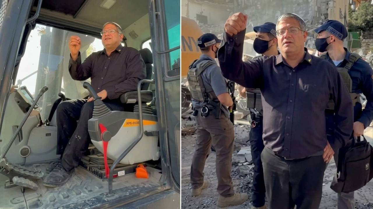 Ben Gvir'den provokatif poz: Filistinlilerin evini yıkmaya gelen buldozerle paylaşım